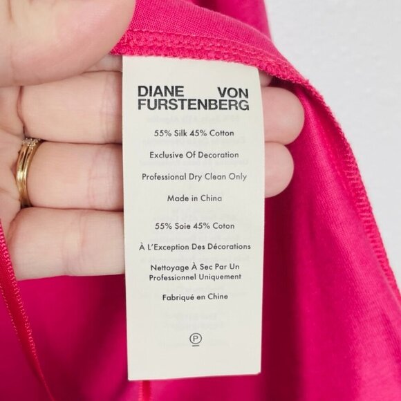 Diane von Furstenberg Raspberry Pink Silk Blend V-Neck Tank Wrap Blouse | Small - Picture 6 of 6